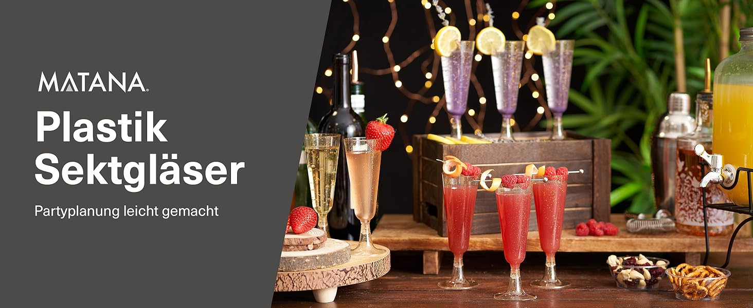 Набір келихів для шампанського Matana 48 шт. 150 мл, пластикові, преміум-якість, багаторазові