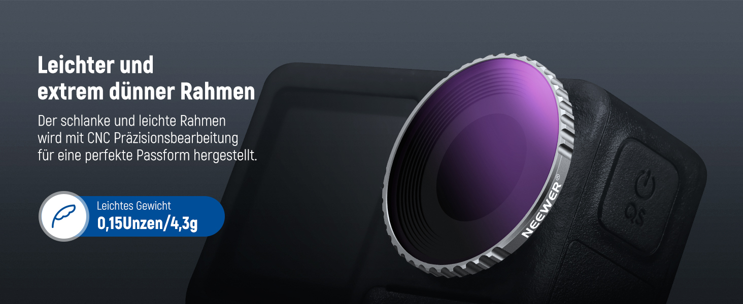 Набір фільтрів NEEWER CPL & ND для DJI Osmo Action 4/Action 5 Pro (4 шт.): поляризаційний фільтр CPL + ND8 + ND16 + ND32, аксесуари для екшн-камери, багатошарове покриття, FL-A12 (ND8/ND16/ND32/ND64)