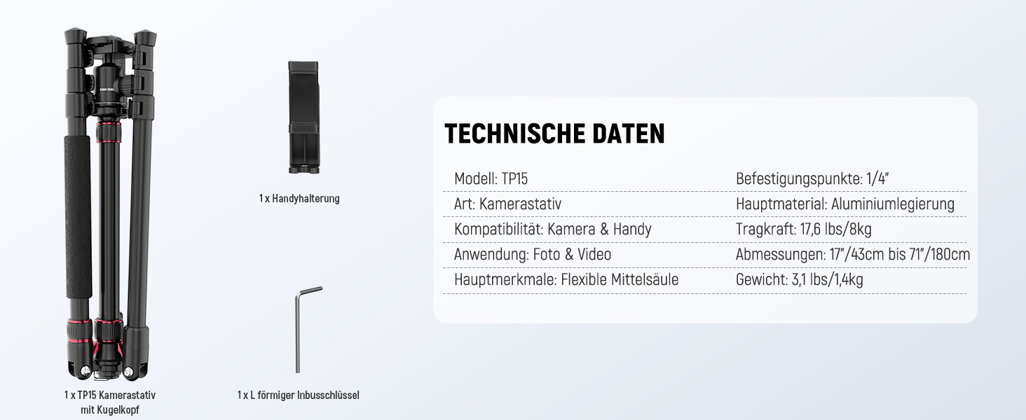 Штатив для камери NEEWER Basics з моноподом, 71' (22 см) з алюмінію, важкий, портативний, для подорожей, DSLR, мобільний телефон, 360° кульова головка, кріплення для телефону, сумісний з iPhone, для зйомки відео