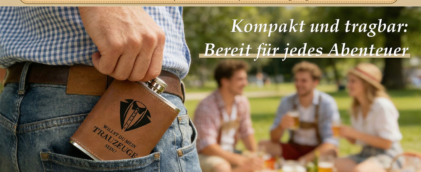 Персоналізований набір фляг 8oz з гравіюванням – фляга з нержавіючої сталі, 4 склянки, воронка та подарункова коробка для друзів нареченого/нареченої, подарунок на весілля для чоловіків та жінок (колір: коричневий)