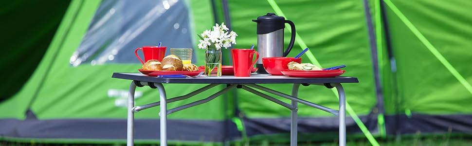 Стіл кемпінговий розкладний BERGER Ivalo 2, 80x60 см, алюмінієвий, регульована висота, для саду, балкону, тераси
