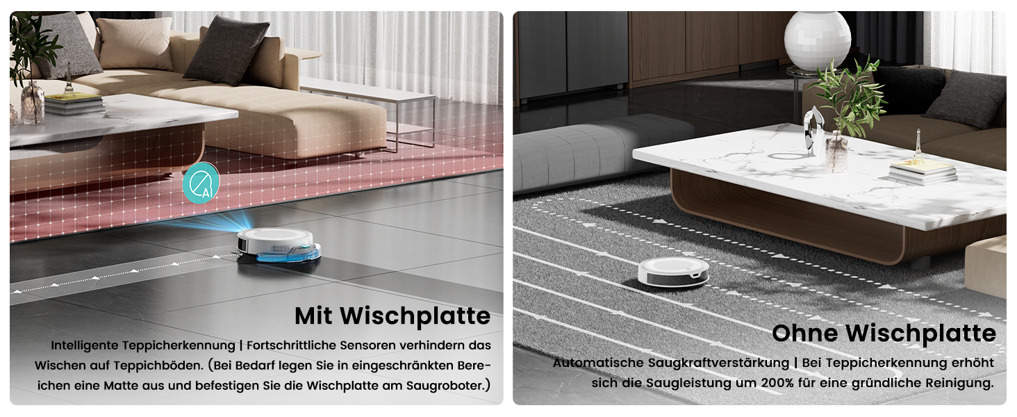 Робот-пилосос LEFANT M2 з функцією миття, 6000Pa, LiDAR-навігація, зони заборони, керування через APP/Alexa, для шерсті тварин, килимів та твердих підлог (M310 Ultra-W)