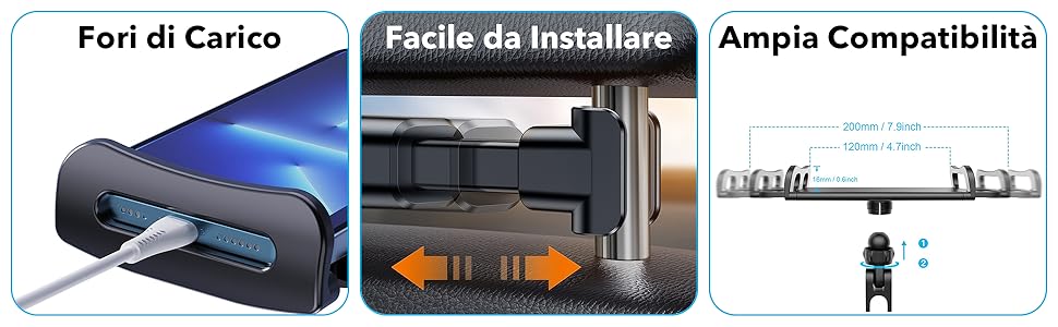 Тримач для планшета в авто, регульований, для iPad/iPhone/Samsung Galaxy/Kindle Fire/Nintendo Switch, 4.4-11 дюймів, Чорний/Червоний