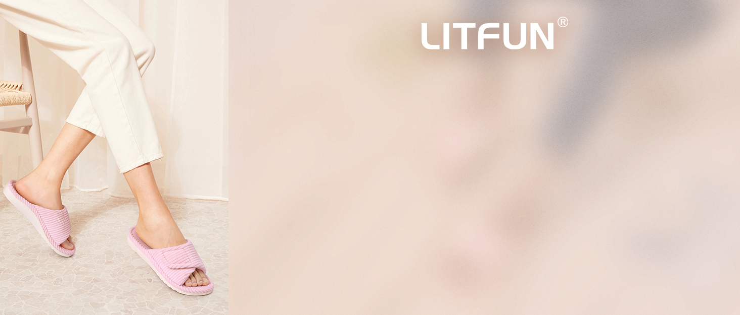 Ортопедичні жіночі домашні тапочки Litfun з піною з пам'яті, підтримкою стопи, регульованим липучкою, відкритим носком, з корду, для дому та вулиці, бежеві, 37 EU
