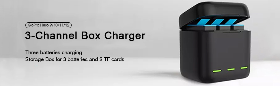 Зарядний пристрій для GoPro Hero 13 Black — 3-канальний зарядний пристрій з швидкою зарядкою, USB-C кабель. Сумісний з GoPro Hero 13 Black, оригінальним акумулятором (без акумулятора). Підходить для Hero 12/11/10/9