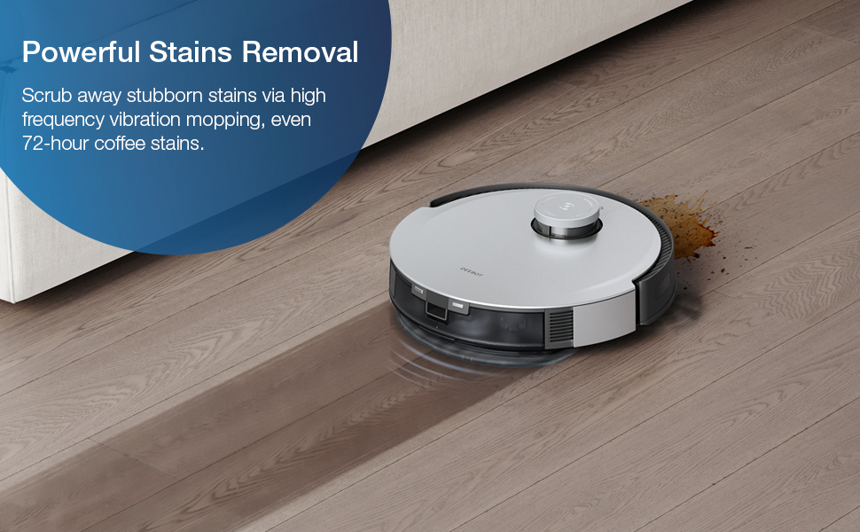 Робот-пилосос ECOVACS DEEBOT N20 з функцією миття підлоги, 8000Pa, PureCyclone Station, без мішка, захист від заплутування волосся, до 300 хвилин роботи, білий