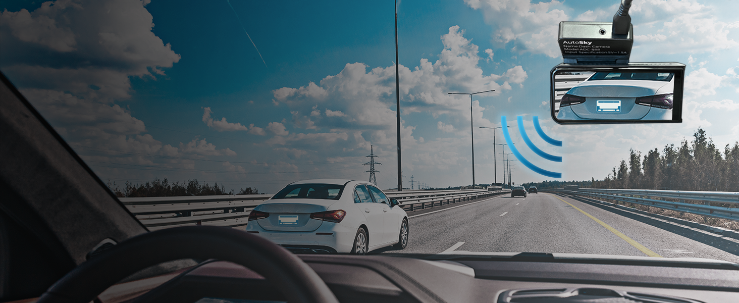 Відеореєстратор AutoSky 4K Dual GPS WiFi з двома камерами: фронтальна 4K Ultra HD, задня 1080P, широкий кут 140°, G-сенсор, циклічна та часова зйомка, нічне бачення, детекція руху