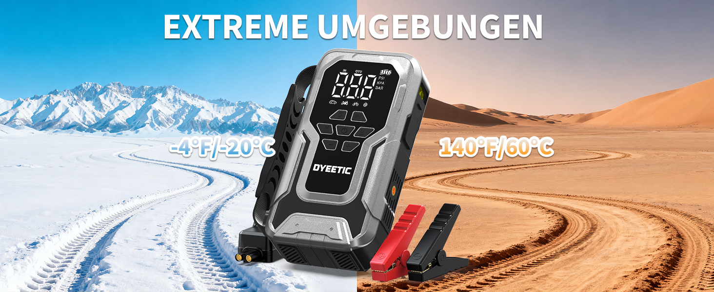 Powerbank Starthilfe 6000A з компресором 150PSI: портативний пусковий пристрій для авто/мото (бензин, 10.0L дизель) з LED ліхтариком QC3.0, срібний