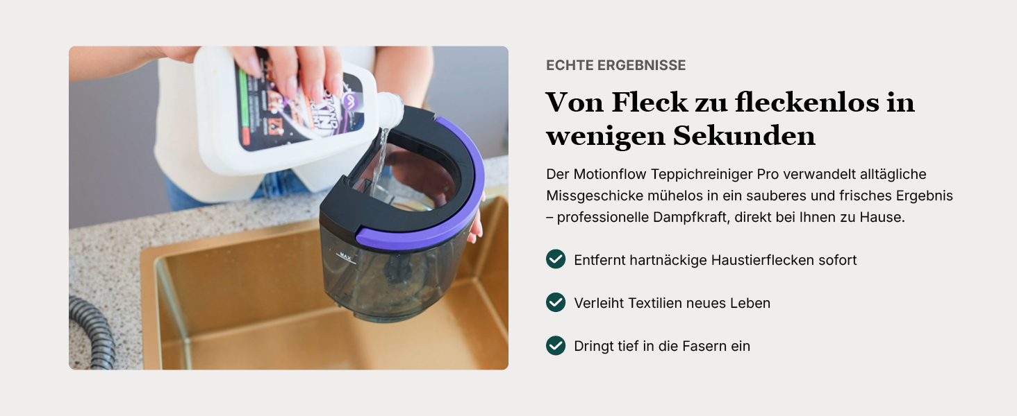 Професійний мийний пилосос Motionflow PRO з паровою функцією – 1700W, для килимів, меблів та авто. Самоочищення, пароочисник для дому та офісу