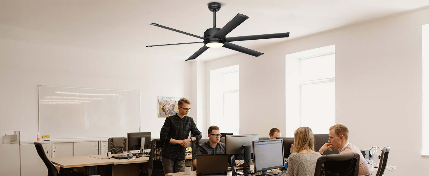 Deckenventilator Ohniyou з підсвіткою, пультом та додатком, 152.4 см (60 дюймів), регульована яскравість, DC-двигун, великий вентилятор для тераси, вітальні, чорний