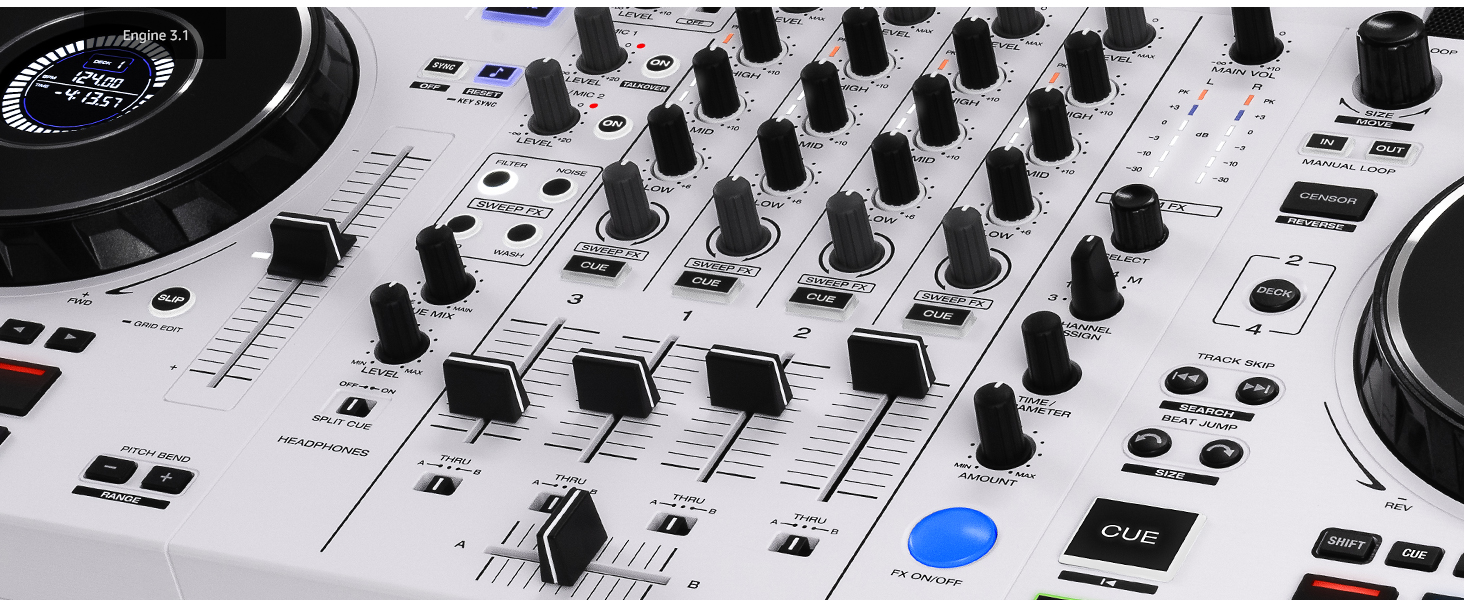 DENON DJ SC LIVE 4 - DJ контролер з розділенням на стеми, Wi-Fi, вбудовані колонки, сумісний з Serato DJ та Virtual DJ
