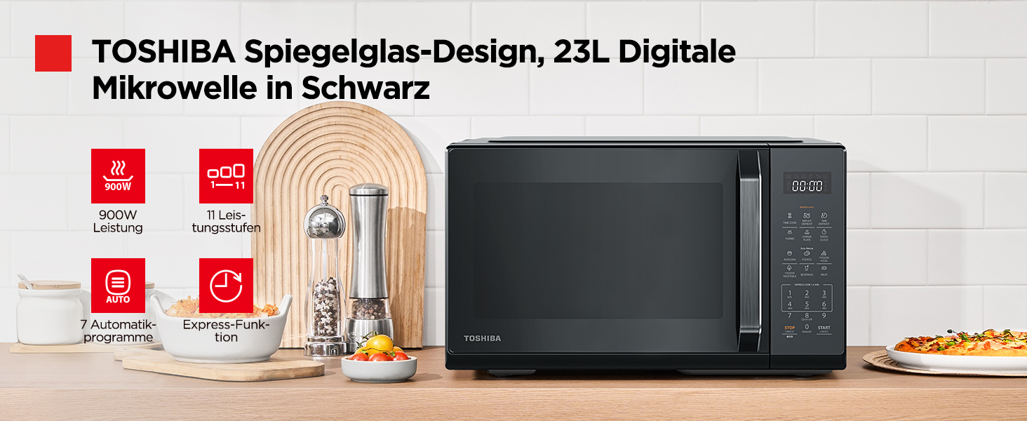 Мікрохвильова піч з грилем та конвекцією Toshiba MW3-AC26SFI(BK) 6-в-1, 26л, 1000Вт, інверторна, чорна