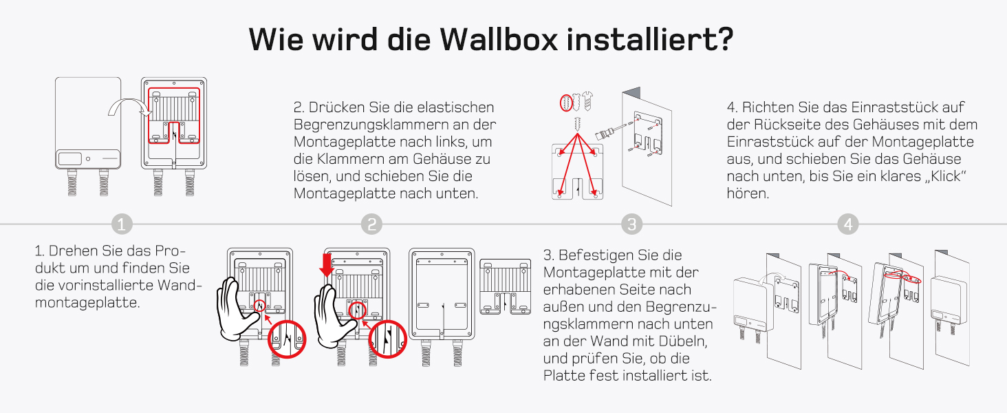 Wallbox 11 кВт з APP, кабель Type 2 7.5м з тримачем, 3-фазний зарядний пристрій для електромобілів (6-16A, 400V), BEV/PHEV, RCD Type A 30mA AC + 6mA DC, IP54, чорний. CEE 22кВт, 10м білий.