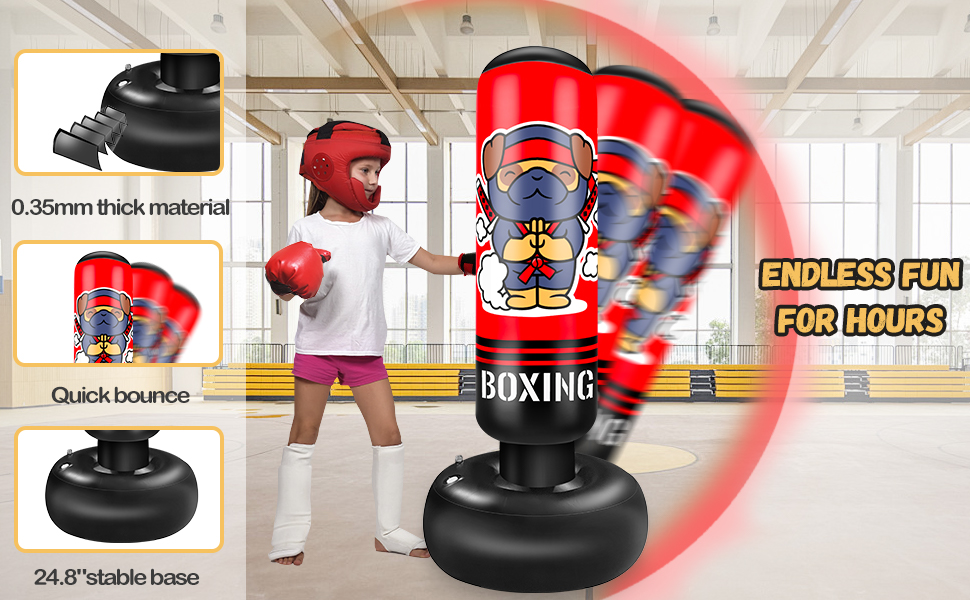 Надувний боксерський мішок для дітей Boxsack Kinder, 165 см, з боксерськими рукавичками, для карате, тхеквондо, MMA, ніндзя, подарунок для хлопчиків та дівчаток 3-12 років