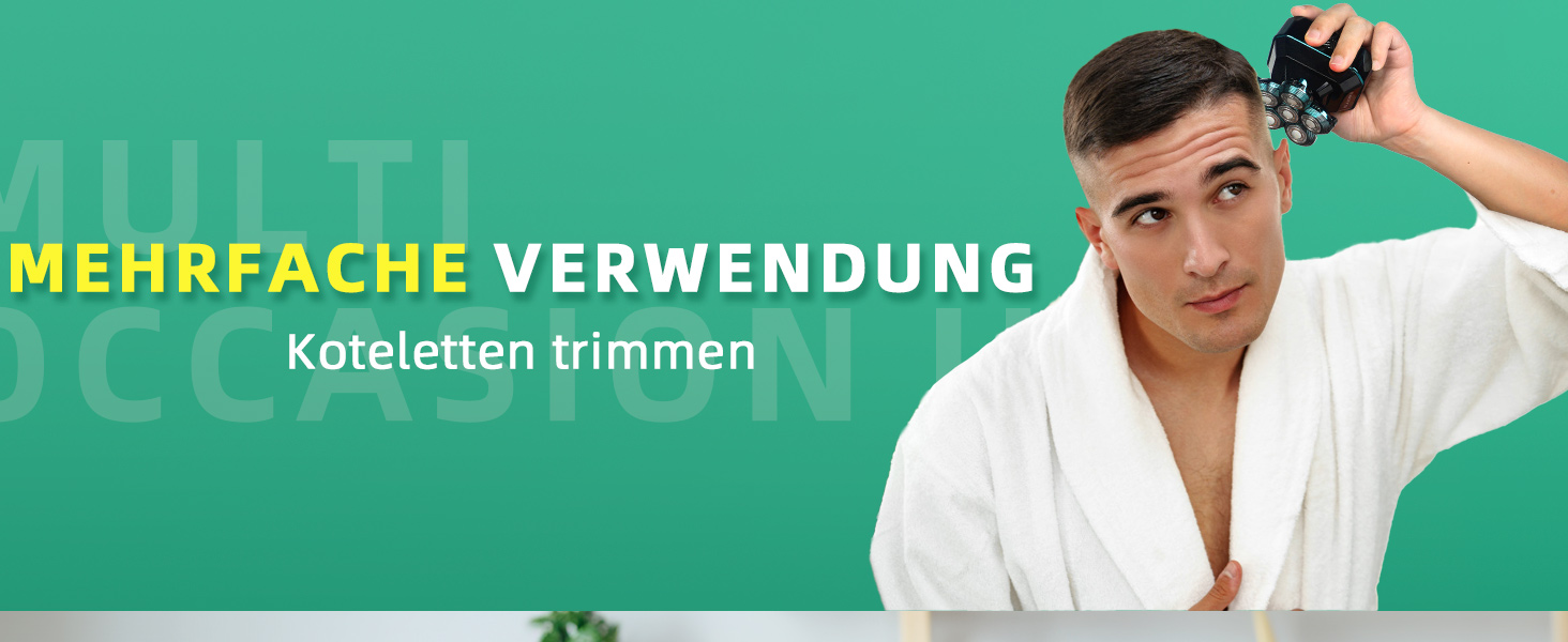 Електричний голкострум для чоловіків Luctry Glatzen Rasierer, 5D голкострум для чоловіків з лисою головою, водонепроникний IPX7, темно-зелений