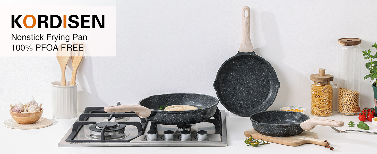 Сковорода Kordisen з антипригарним покриттям 28 см, гранітне покриття, сумісна з індукцією, здорова кулінарія, без PFOA