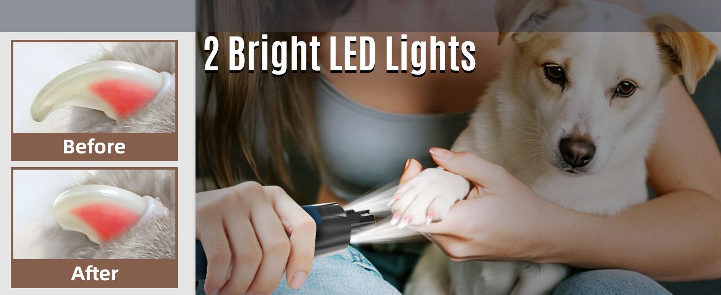 Електричний точило для собачих кігтів Casfuy Neue 6-Gang – 2 LED, тиха робота, 7 годин, для собак та котів, великих, середніх та малих порід, темно-синій