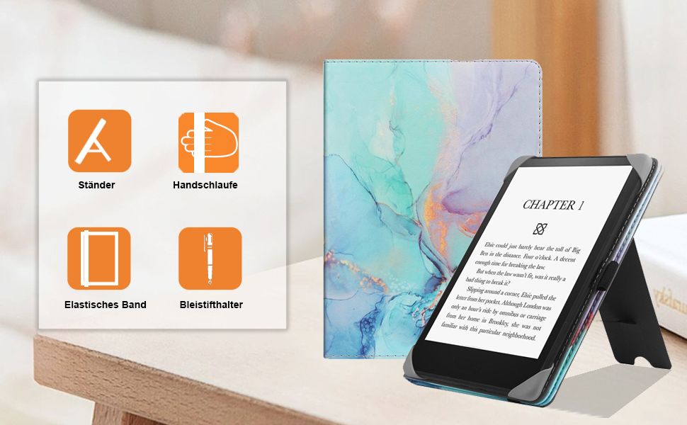 Чохол для eReader 6 дюймів: Kindle, Kobo, Tolino, Pocketbook, Sony. Чохол-підставка з петлею. Зіркове небо