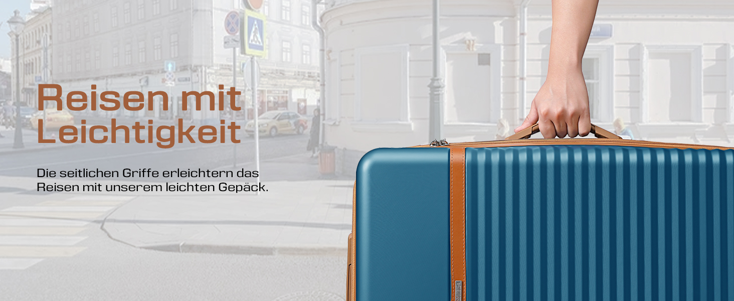 Чемодан Joyway ABS з розширенням, набір 3 шт. (55 см) з TSA-замком, білий (морський блакитний), включає сумку та кулькову косметичку