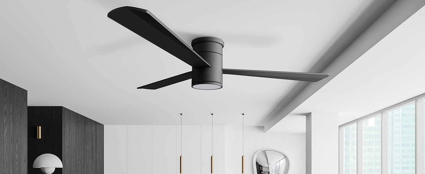 Стеляний вентилятор Noaton® Fornax Weiß з підсвічуванням, діаметр 132 см, DC двигун 40 Вт, регульоване LED-модуль 22 Вт, 3 колірні температури, пульт дистанційного керування, таймер, потік повітря до 185 м³/хв (Zoya BB)