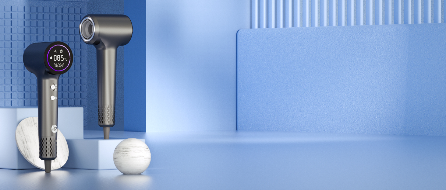 Фен для волосся з плазмою та безщітковим мотором 110 000 об/хв – швидке сушіння, тиха робота, з магнітною насадкою, для дому та подорожей (темно-сірий)