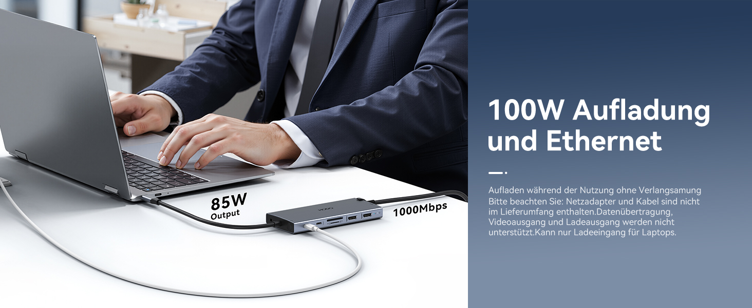 Док-станція USB-C з підтримкою двох моніторів, 14 в 1 для ноутбука, хаб з 2 HDMI, VGA, Ethernet, PD, USB Data, 5 USB портів, SD/TF кардридер, аудіо