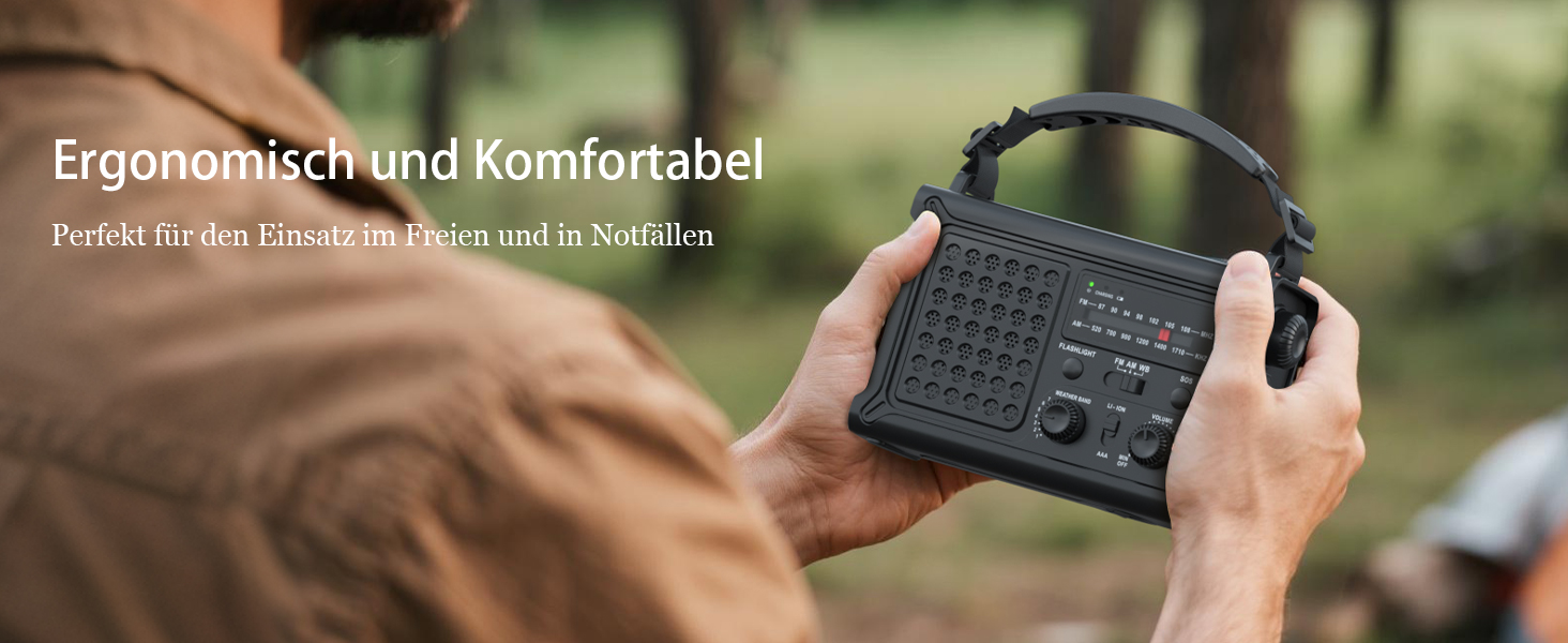 Сонячне радіо з ручним генератором 12000mAh, портативний приймач світу, радіо для надзвичайних ситуацій з AM/FM, сонячна панель 8500мм², Powerbank, ліхтарик та світло для читання, чорний