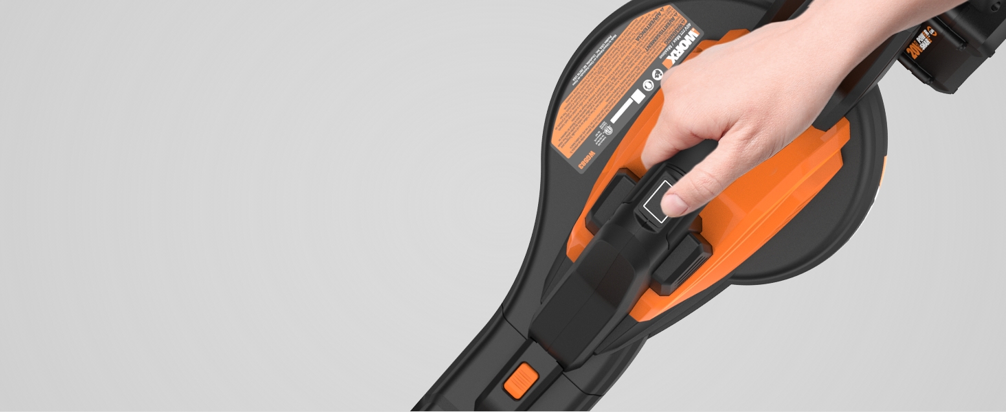 Акумуляторний повітродув та пилосос WORX WG583E.9 40В (2x20В), 2-в-1 для збору та всмоктування листя, мішок 35 л, без акумулятора і зарядного, чорний/помаранчевий