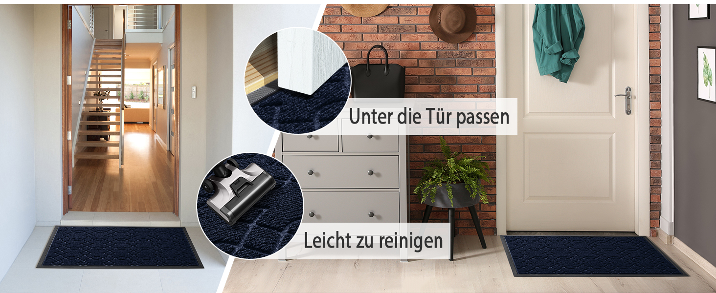 Килимок для входу Yimobra, 75 x 43 см, миючий, вологостійкий, з антиковзким покриттям, чорно-сірий