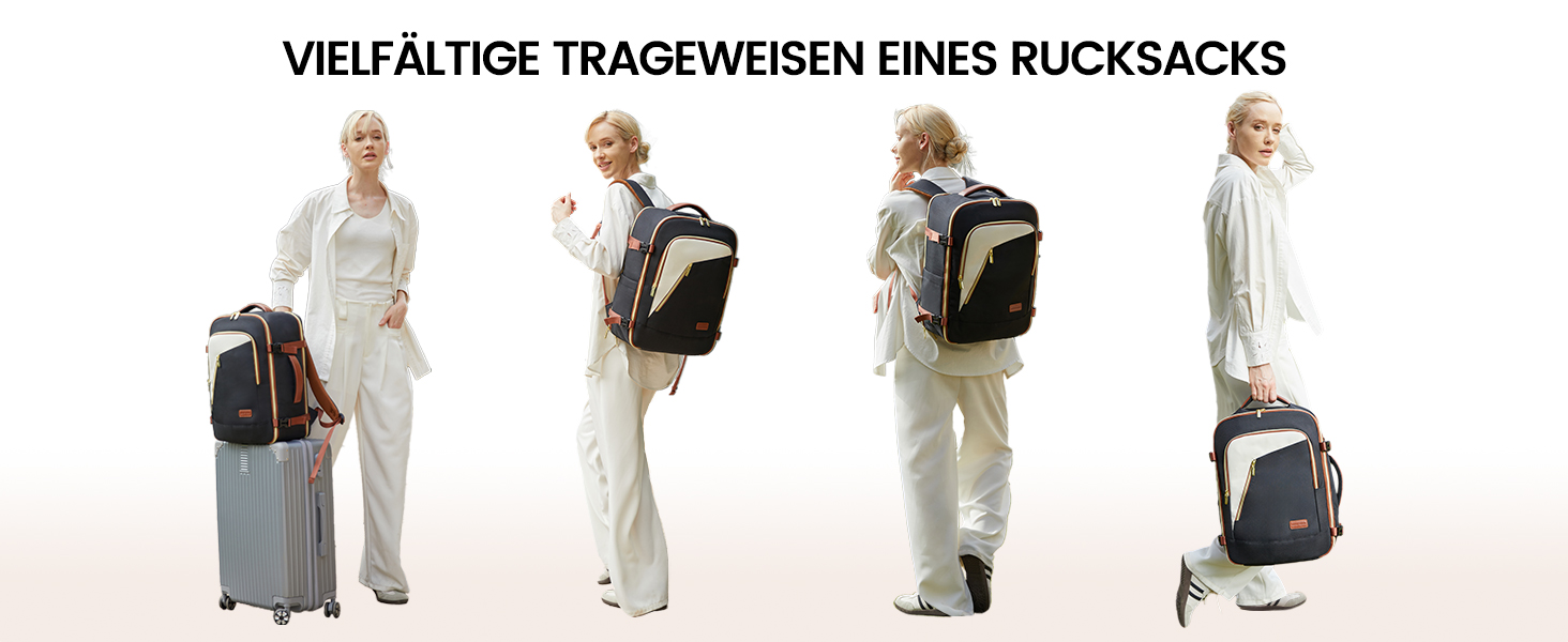 LOVEVOOK Рюкзак ручної поклажі, жіночий, для подорожей, з відділенням для ноутбука 17.3 дюймів, Carry On Luggage, для роботи, бізнесу, вихідних Beige Khaki