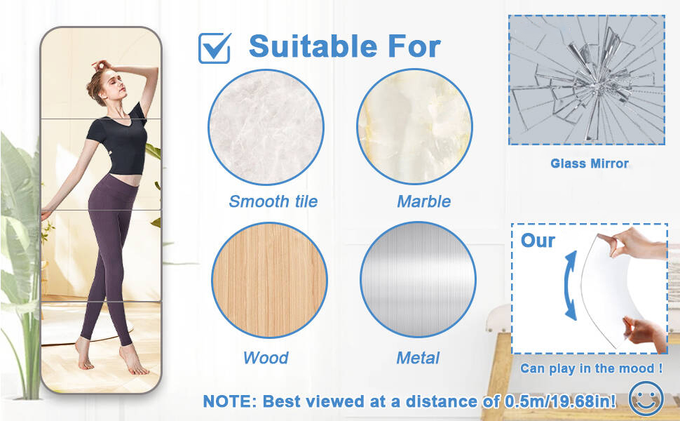 Настінний дзеркало на клейкій основі, 4 шт., акрил, самоклеючий, безпечний, велике дзеркало для ванної кімнати, фітнесу