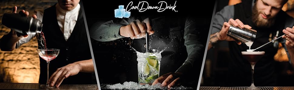 Набір для коктейлів CoolDownDrink 8 предметів: шейкер з нержавіючої сталі, аксесуари та електронна книга рецептів (168 стор.)