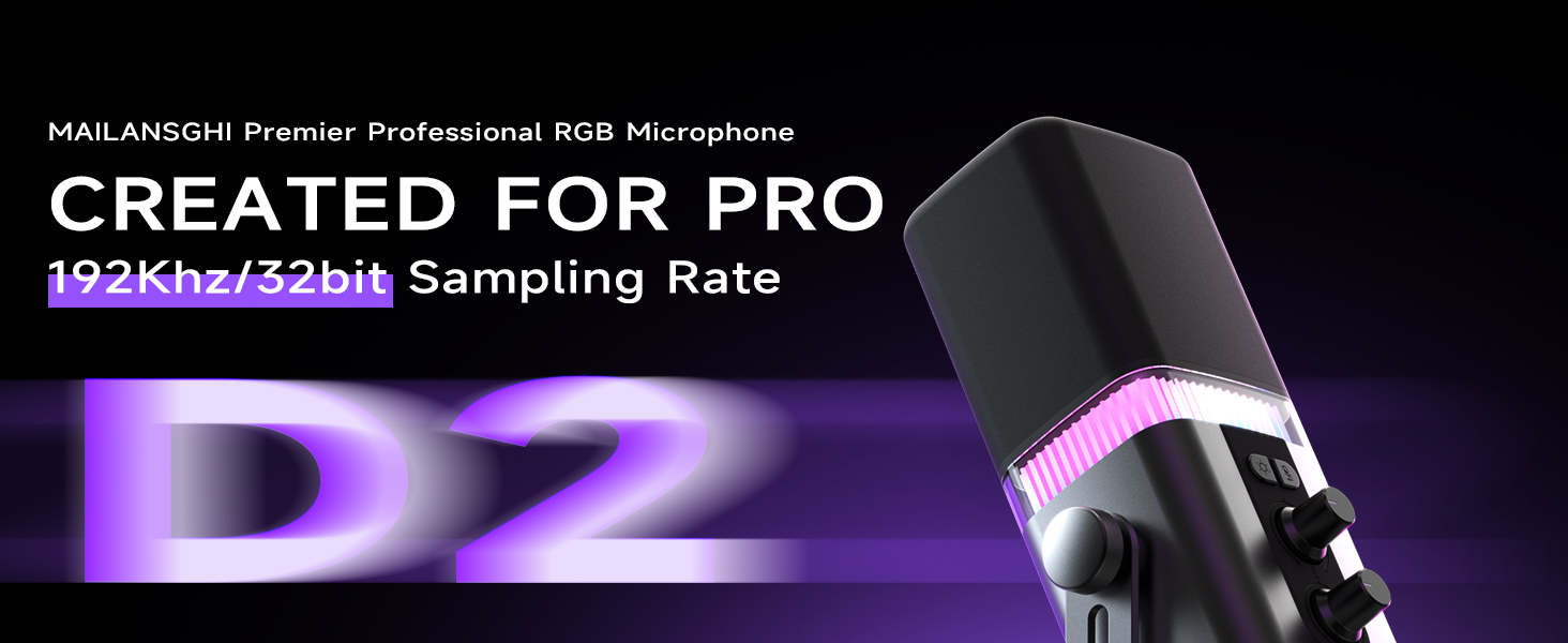 Професійний USB/XLR мікрофон Mailangshi для подкастів, стрімінгу та ігор з RGB підсвіткою та металевим корпусом