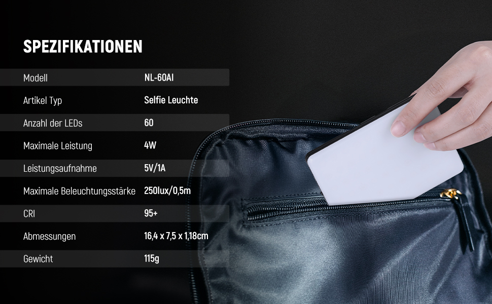 NEEWER BL120B LED світло для селфі та татуювань, сумісне з iPhone, з кліпсою, CPL фільтром, штативом та тримачем для телефону, для фото та відео