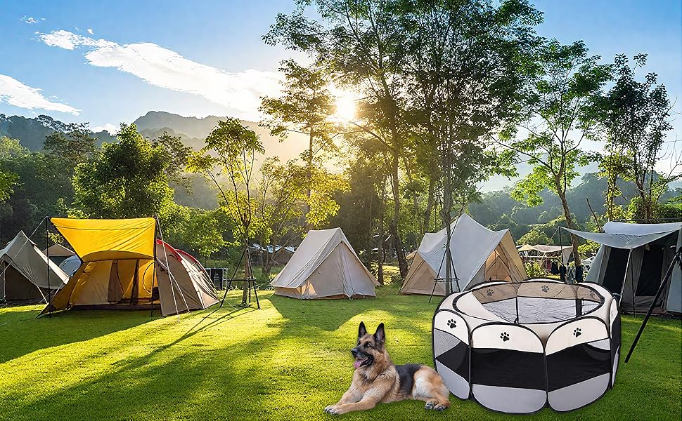 Вольєр для цуценят/кошенят, складаний, чорний, водонепроникний, портативний, з сіткою, 72x72x45 см