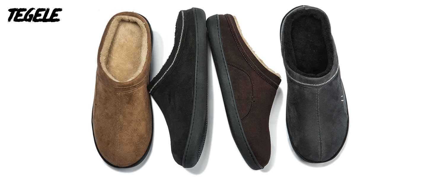 Чоловічі домашні тапочки з меморі-піною, теплі зимові тапочки, з підкладкою, сліпони з неслизькою гумовою підошвою, для дому та вулиці, 49/50 EU, Коричневі