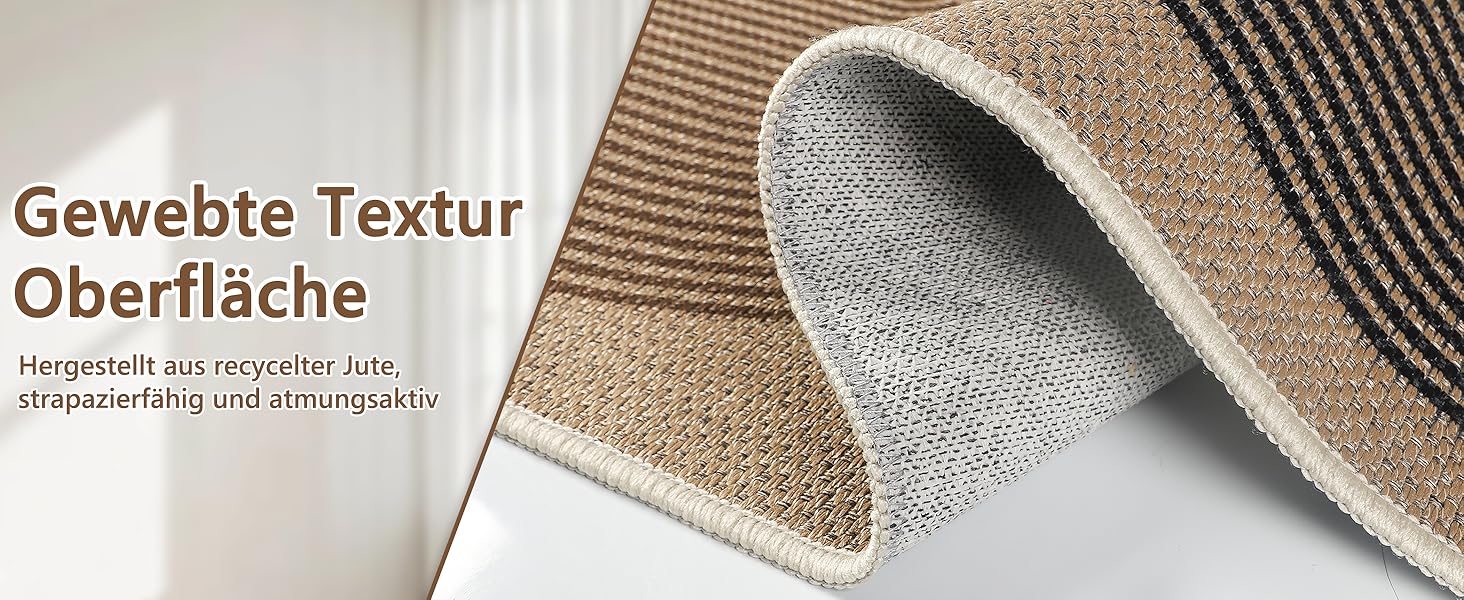 Килимок для дому та вулиці 50x80 см, джутовий, з антиковзаючим покриттям, для входу, балкону (Чорно-коричневий)