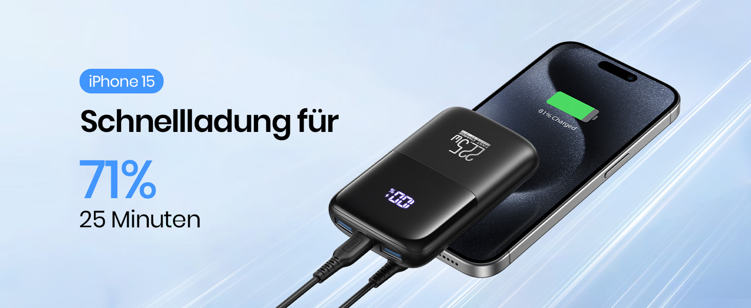 Power Bank INIU 10000mAh з швидкою зарядкою 22.5W, USB-C, PD3.0, QC4.0 - для iPhone, Samsung, iPad та інших пристроїв