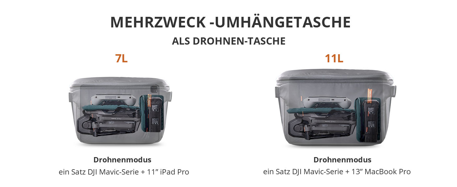 PGYTECH OneMo Sling Camera Bag 7L-9L: Водонепроникна фотосумка на плече для Sony, Canon, Nikon, DJI Mini 4 Pro, Avata 2, Mavic, зі штативом та ноутбуком, чорна