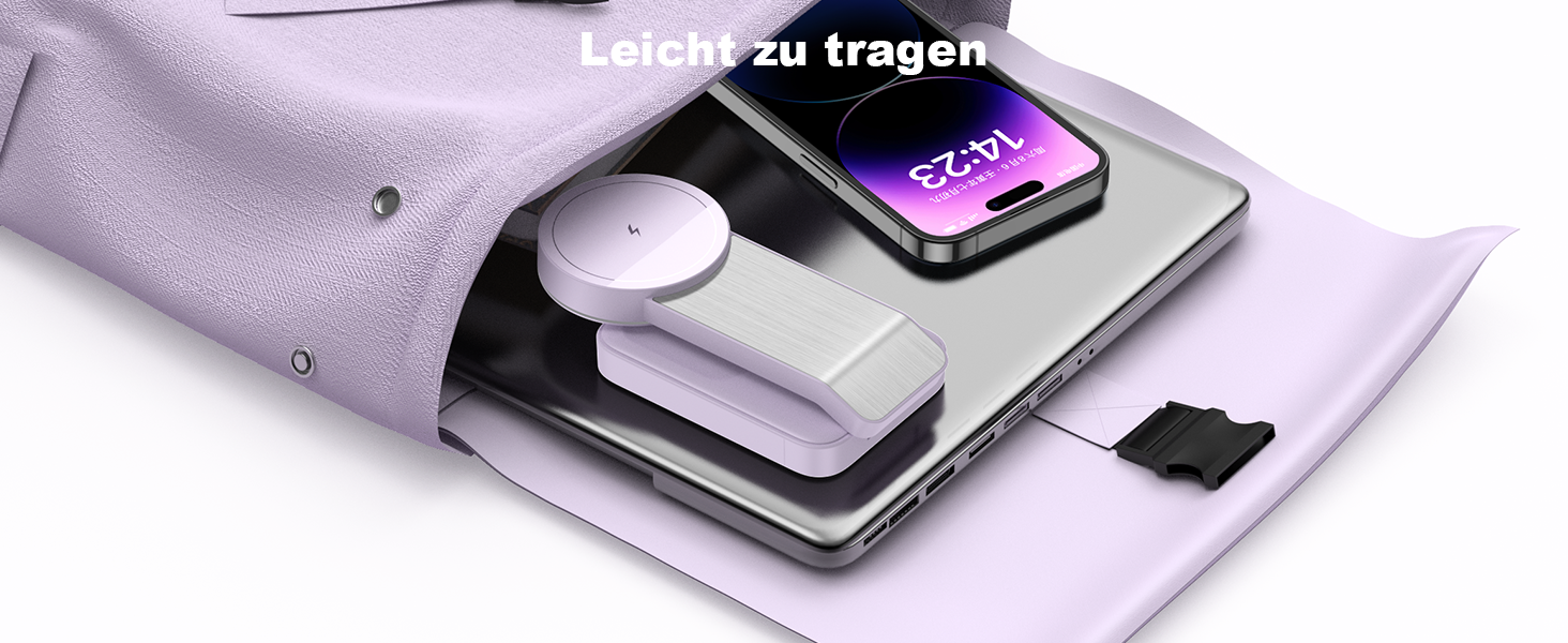 3-в-1 Станція Бездротової Зарядки для iPhone, Apple Watch та AirPods (Біла/Фіолетова)