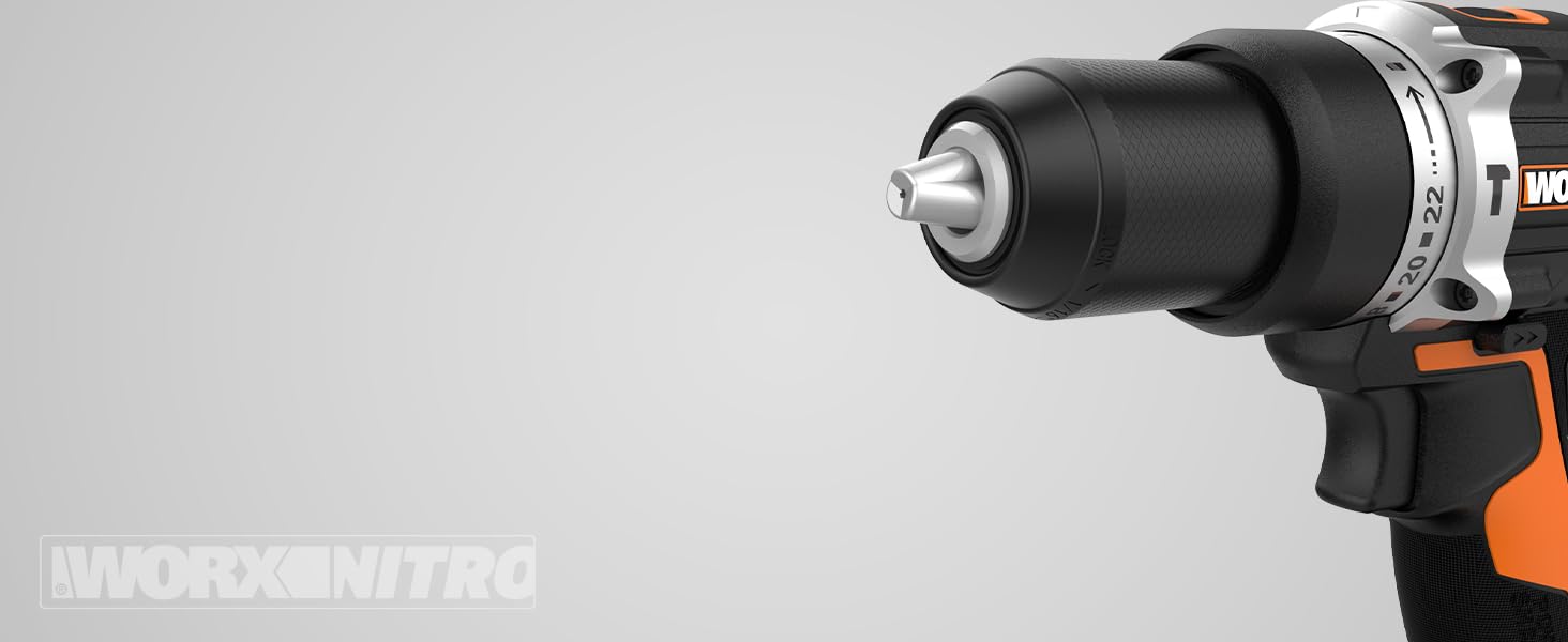 WORX NITRO WX352 Акумуляторний ударний дриль-шуруповерт Set 20V - безщітковий двигун, 60Nm, 2-швидкісна коробка передач, LED-підсвічування, комплект з 2 x 20V 2Ah акумуляторами та 2A зарядним пристроєм