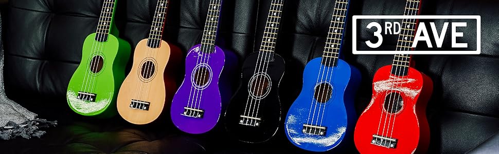 Укулеле Sopran 21 дюйм 3rd Avenue – початковий набір з аксесуарами (сумка, підставка, ремінь, струни, медіатори, наклейки на гриф) – колір: натуральний + 1 місяць безкоштовних онлайн-уроків для початківців