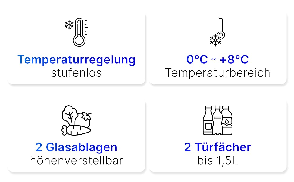 Міні-холодильник Bomann 58 л з 2 скляними полицями, регулювання температури, чорний (KB 7347, 2023)