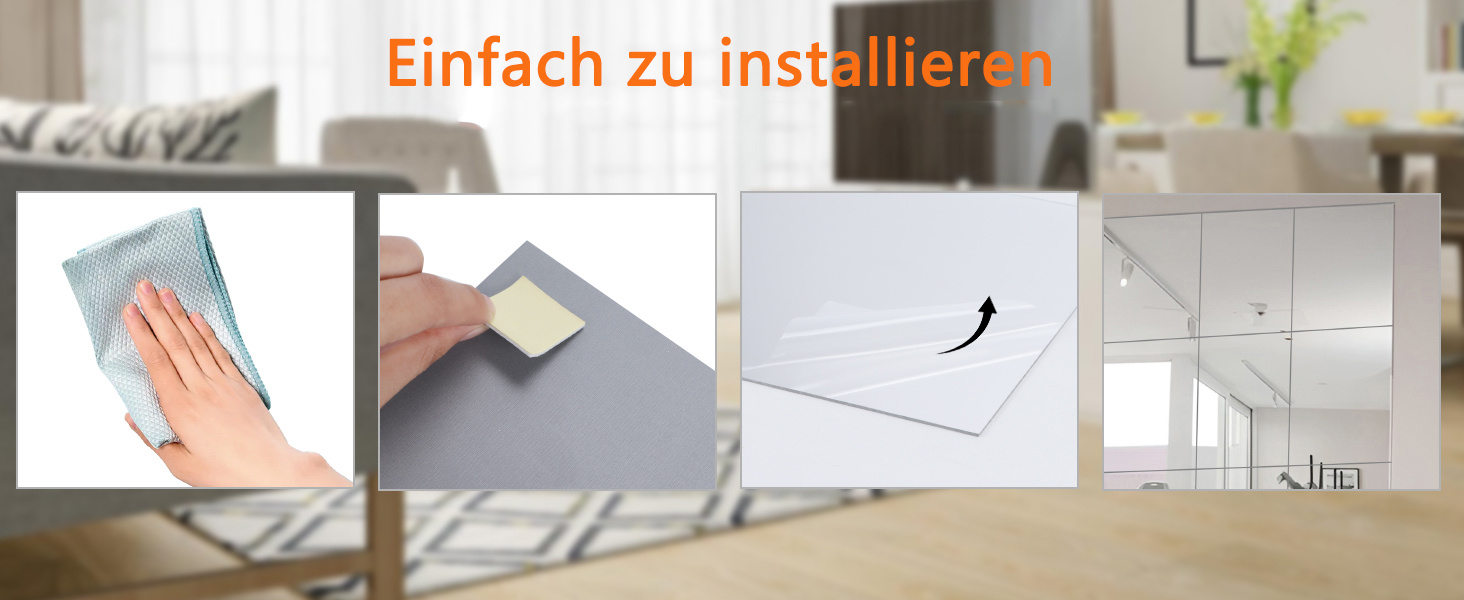 16 настінних дзеркал для плитки - Легка установка, без рамки, розміром 35,6 x 28 см, для спальні, вітальні, ванної кімнати та домашнього спортзалу