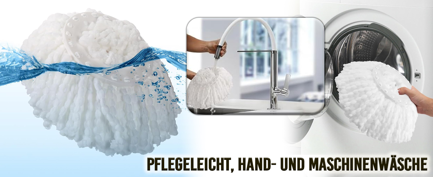 Набір для миття підлоги ARSUK з відром та функцією віджиму – 4 змінні насадки | 360° обертання | Підходить для паркету, плитки та ламінату