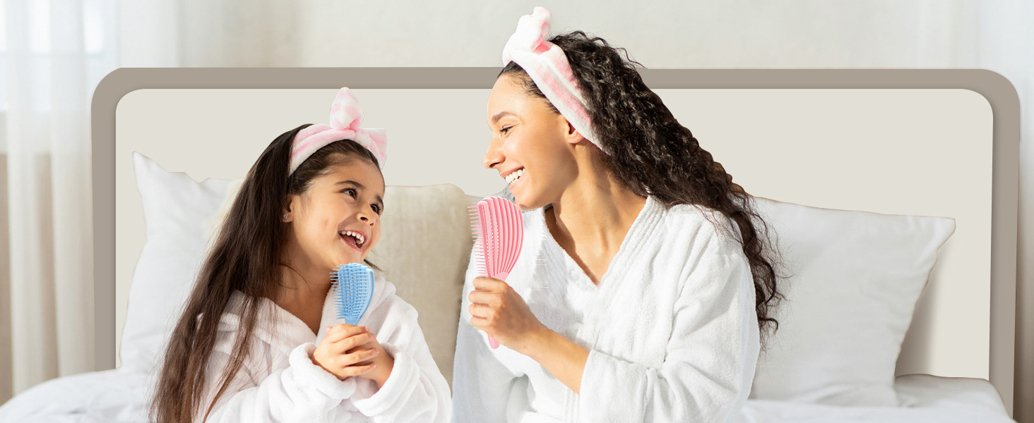 Щітка для кучерявого волосся: розплутування, розгладження, для мокрого та сухого волосся, зменшення пошкоджень, для жінок, чоловіків, дітей (Рожевий/Блакитний)