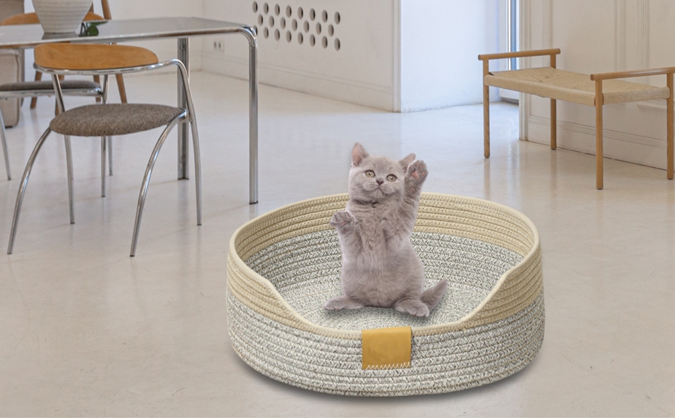 Килимок-ліжко для котів, 40 см, складаний кошик-гніздо, дихаюче ліжко для домашніх тварин, стійке до подряпин, універсальне котяче ліжко (M, чорно-хакі)