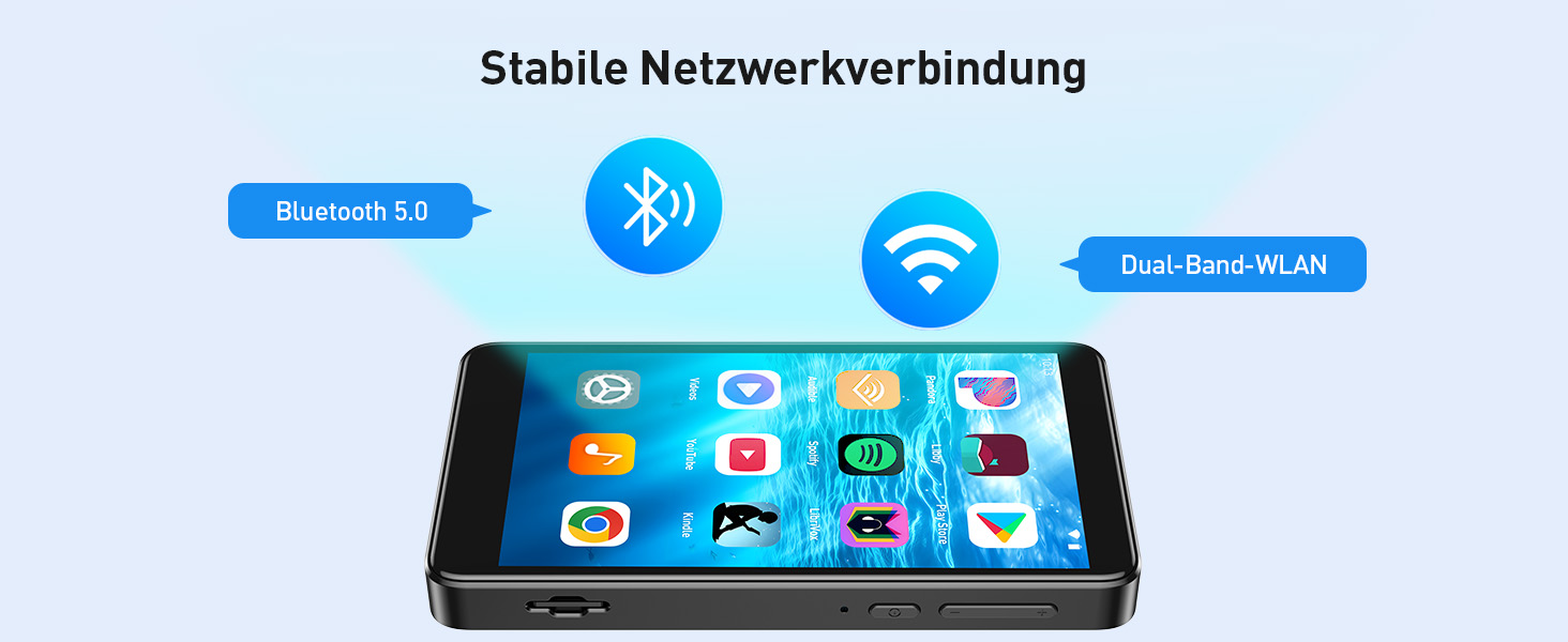 MP3 плеєр AGPTEK з Bluetooth та Wi-Fi, Android 14, 4