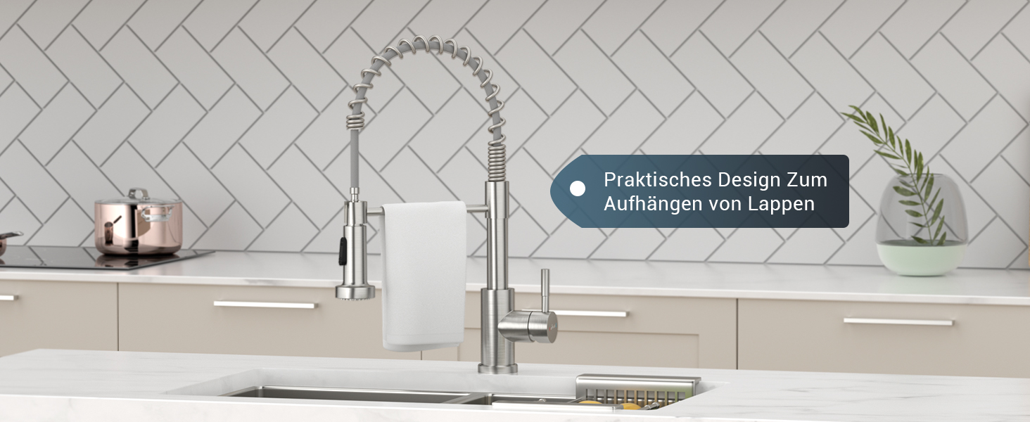 Змішувач для кухні APPASO 3-Wege, чорний, з нержавіючої сталі, 360° обертання, для фільтрації води