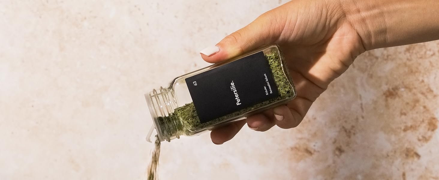 12 шт. скляні контейнери для зберігання KIVY – чорні, повітряно-непроникні, з кришкою